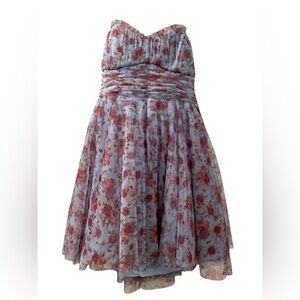 Pear Culture Women’s Floral Sweetheart Neckline Strapless Dress Junior’s 15/16